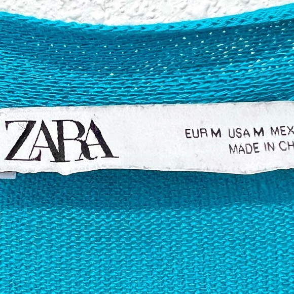 Zara Blue Cardigan Sweater V-Neck Knit medium - Picture 2 of 7